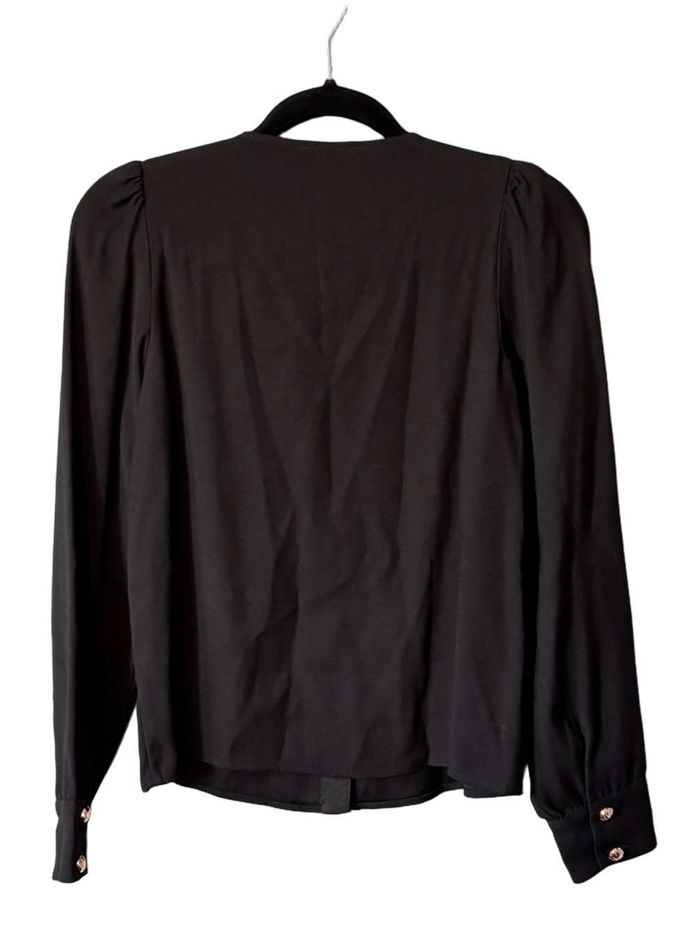 Sézane Chemise Romine Blouse Black Button Front Gold Buttons NWT FR 34 US 2 - Picture 5 of 9